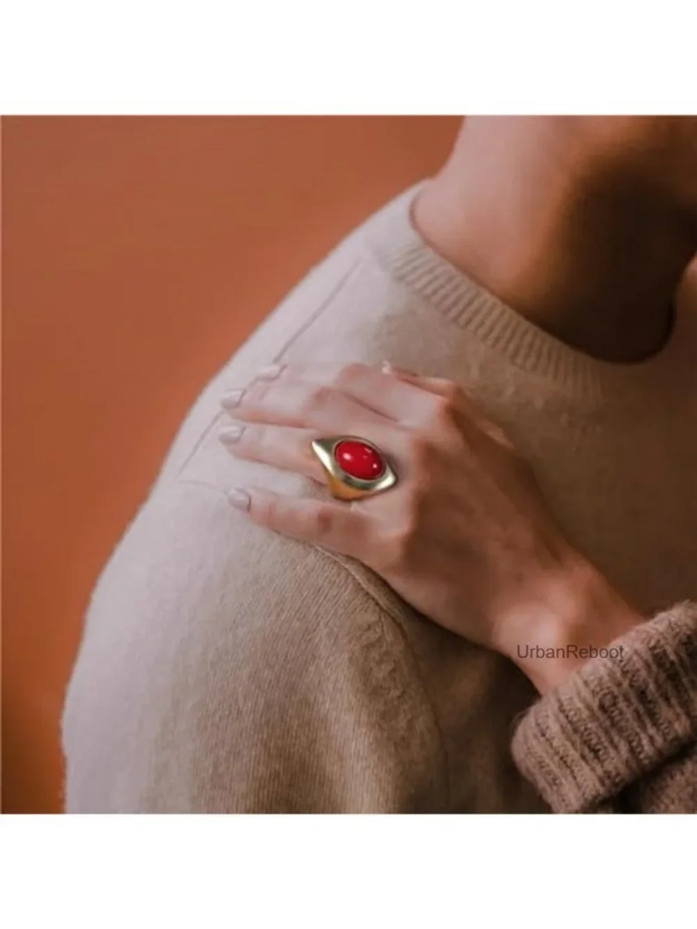 14K Gold Plated Vintage Stone Statement Ring for Women